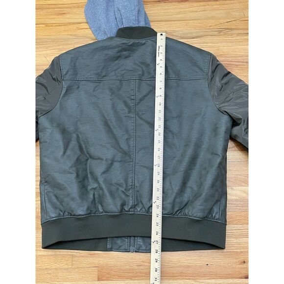 Express Men's XL Green Jacket Polyester Bomber Varsity Zip Up Hooded Streetwear - Picture 11 of 11